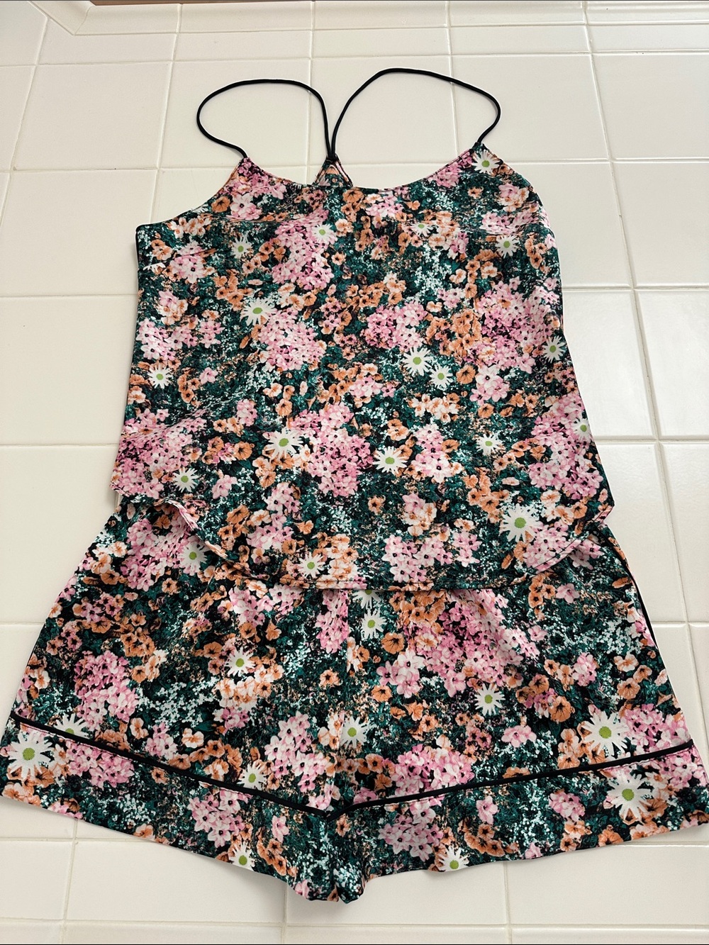 Victoria's Secret Floral Cami pajama set- Pink, Green & Peach